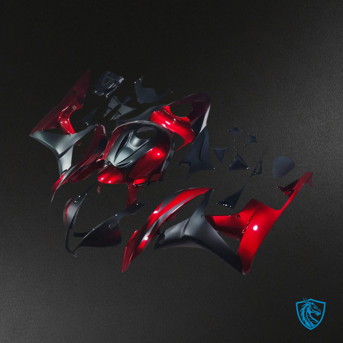 Honda CBR600RR F5 (2007-2008)  Fairing Kit - Gloss Red & Matte Black ABS Bodywork