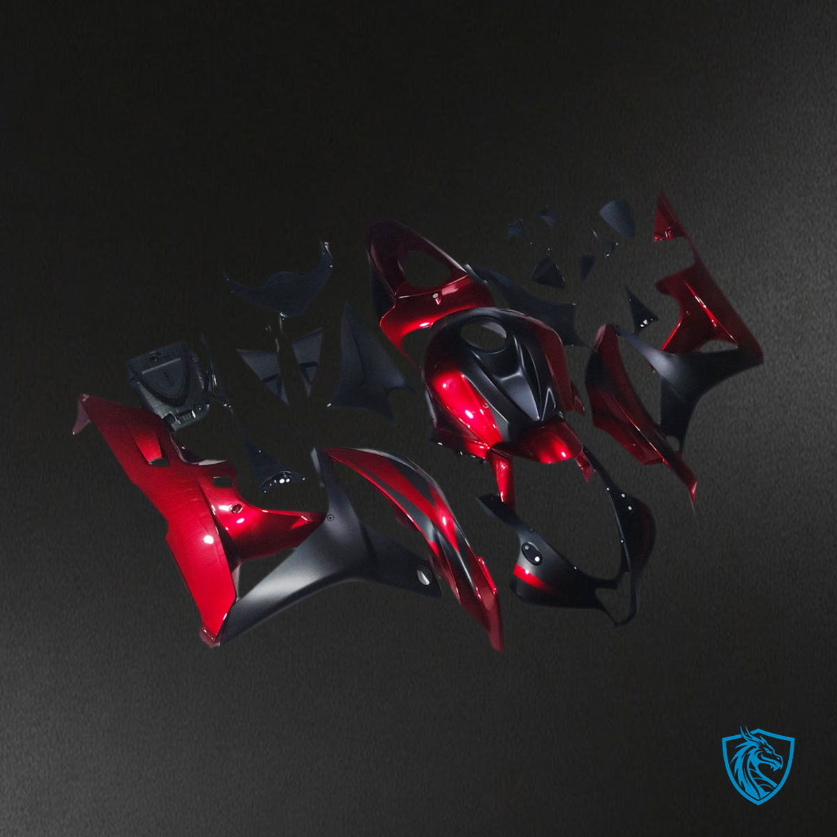 Honda CBR600RR F5 (2007-2008)  Fairing Kit - Gloss Red & Matte Black ABS Bodywork