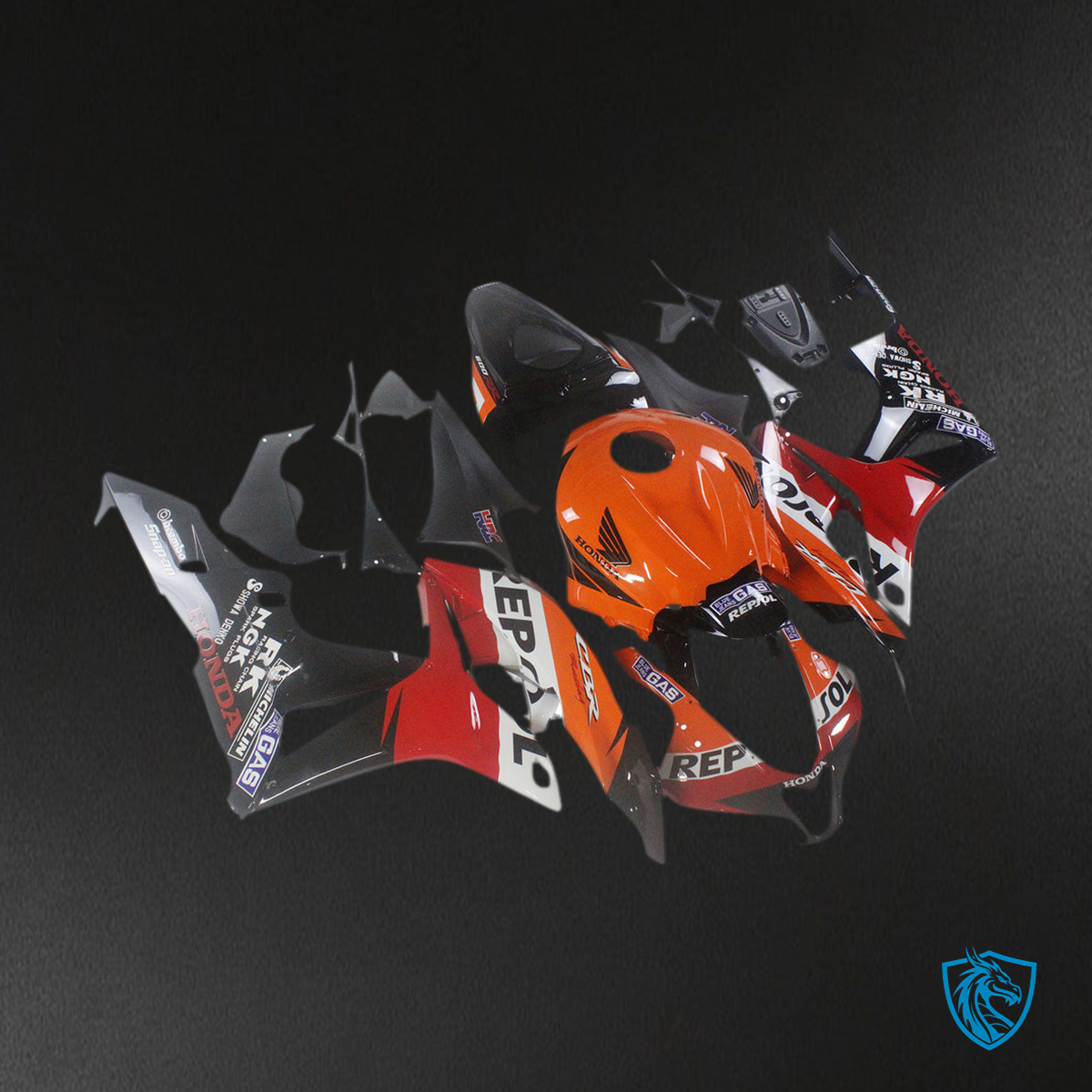 Honda CBR600RR (2007-2008) Orange, Red & Black - MERGEment Motorcycle Fairings Kit