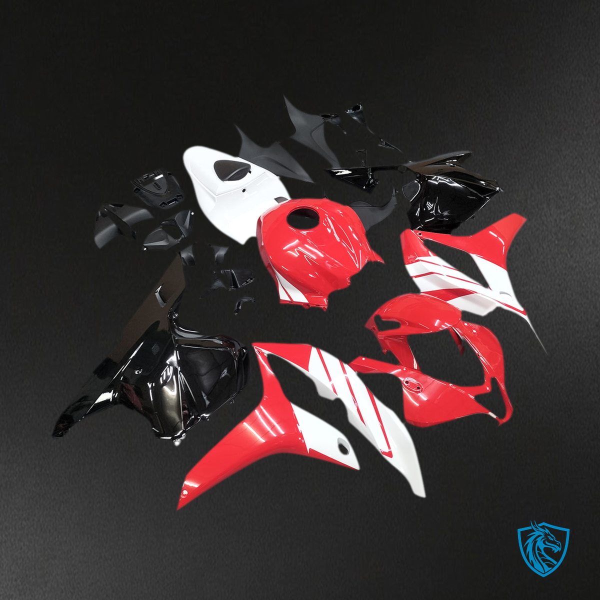 Honda CBR600RR (2009-2012) Red & White Generic Fairings Kit - Aftermarket ABS Bodywork
