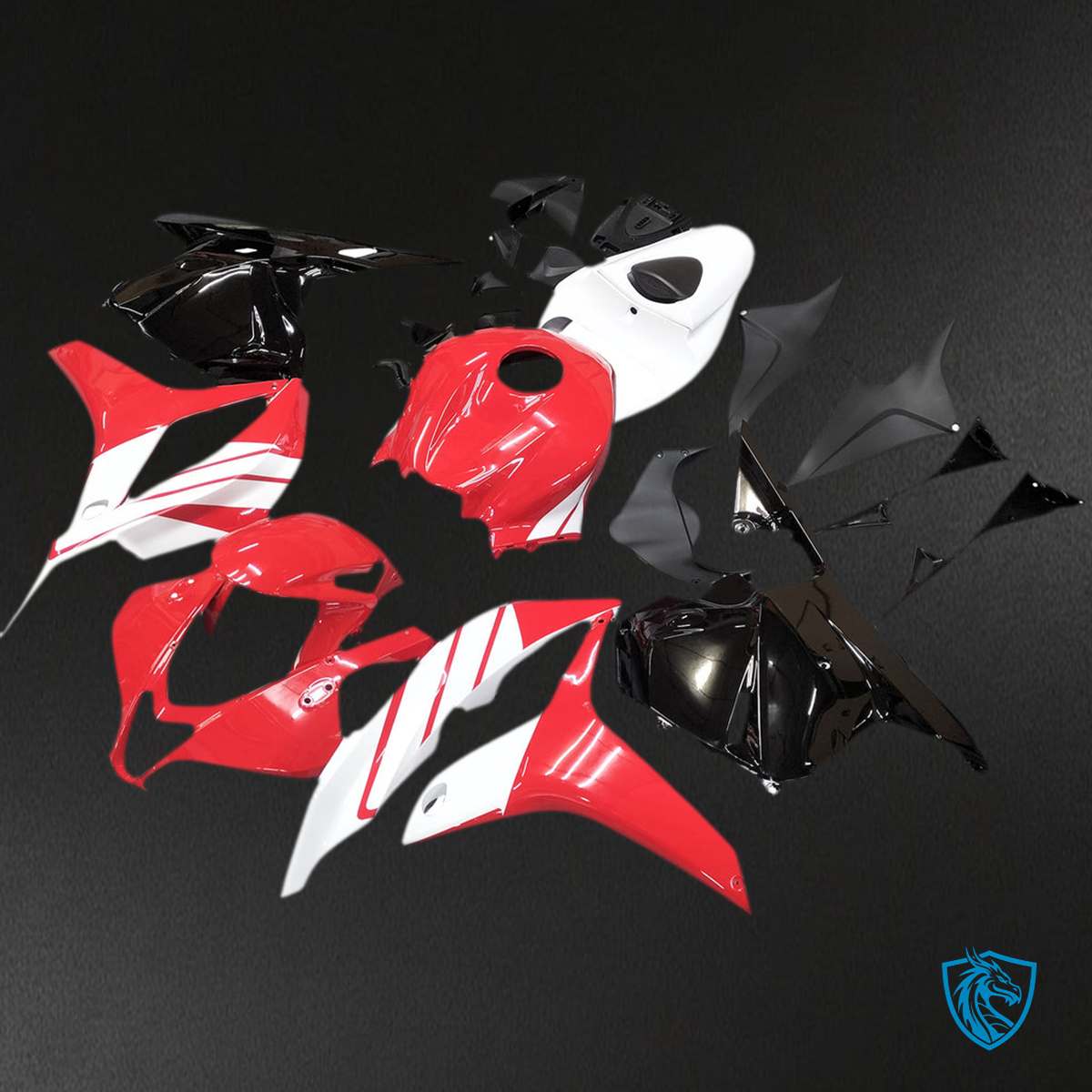 Honda CBR600RR (2009-2012) Red & White Generic Fairings Kit - Aftermarket ABS Bodywork