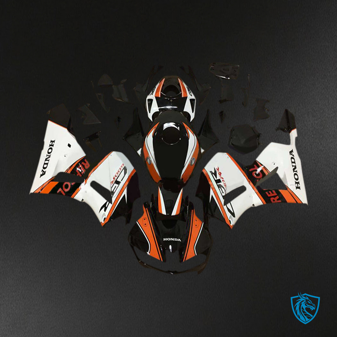 Honda CBR600RR (2013-2023) White, Orange & Black F5 Fairing Kit - Aftermarket ABS Bodywork