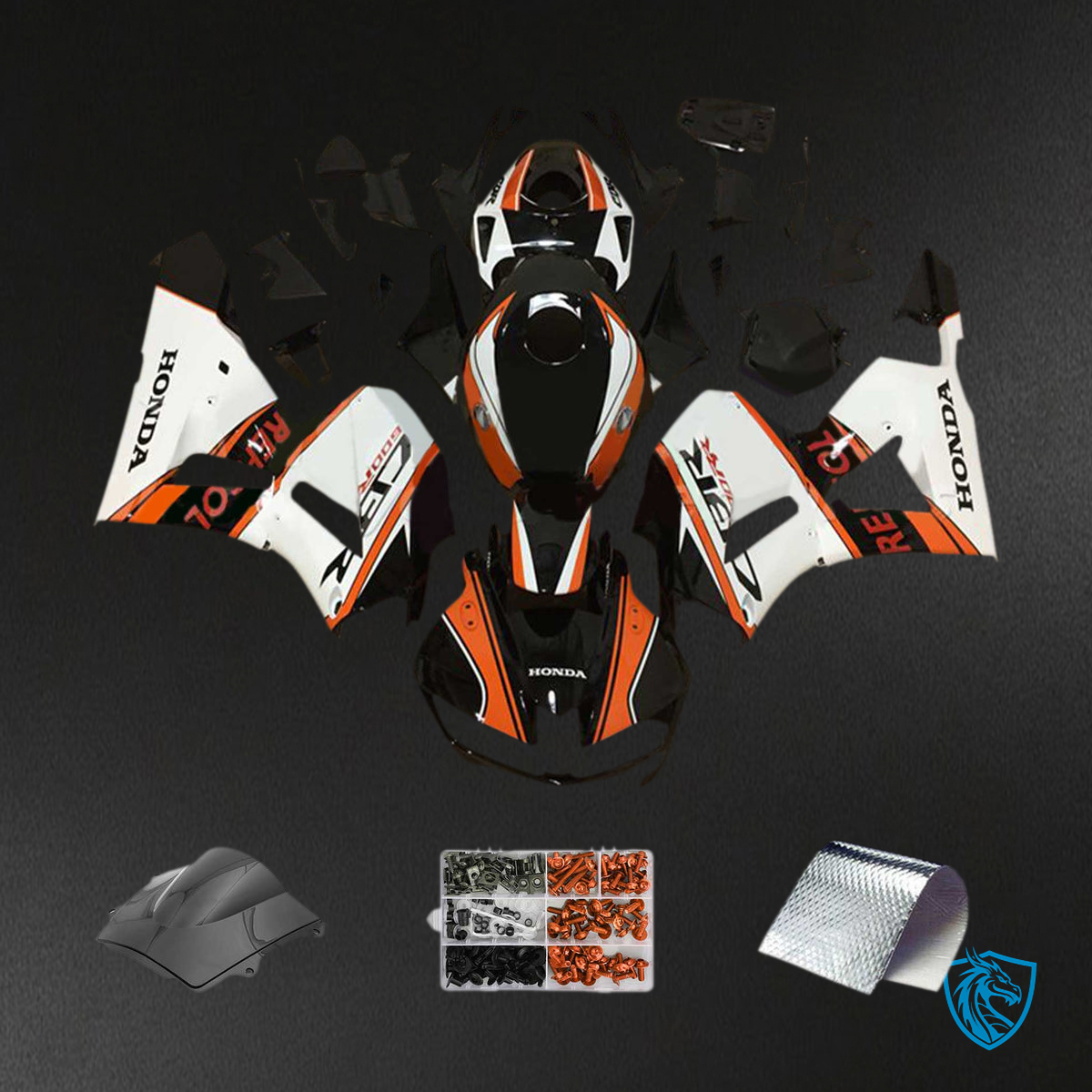 Honda CBR600RR (2013-2023) White, Orange & Black F5 Fairing Kit - Aftermarket ABS Bodywork