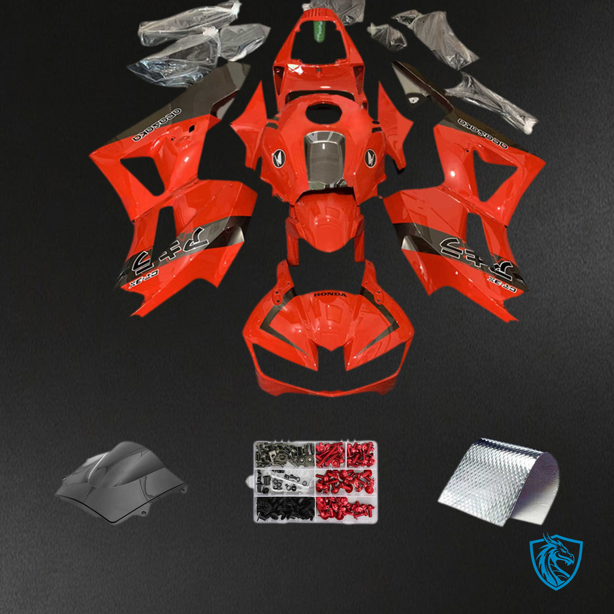Honda CBR600RR (2013-2023) Red & Black F5 - Custom ABS Fairing Kit