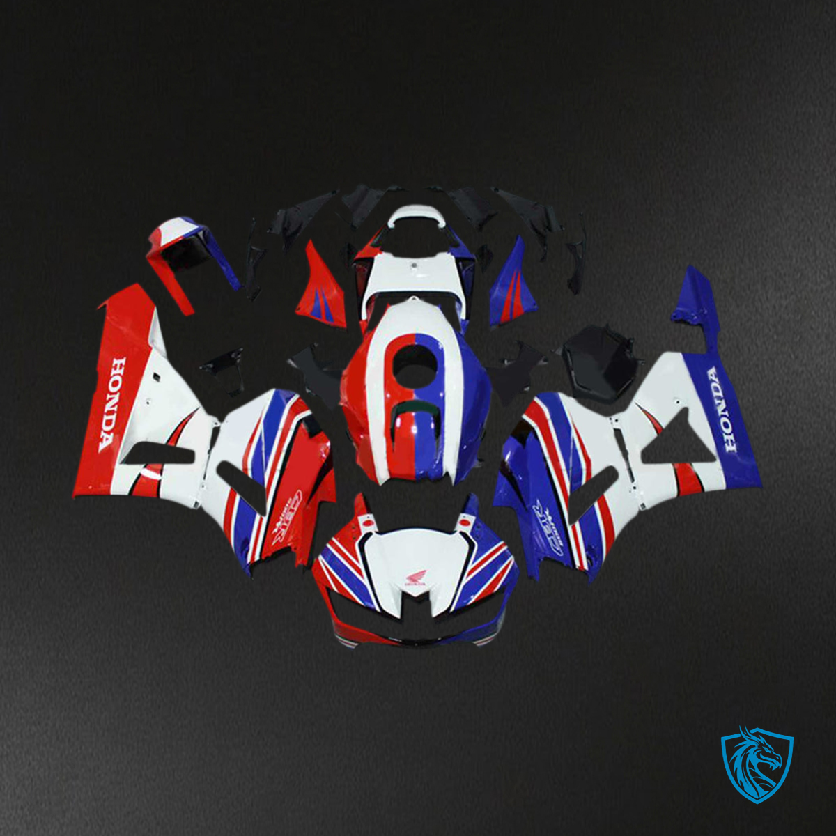 Honda CBR600RR (2013-2023) White, Red & Blue F5 - Custom ABS Fairing Kit