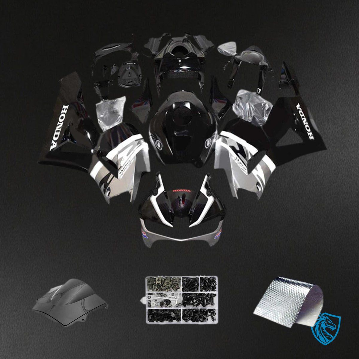 Honda CBR600RR (2013-2023) Black & Silver F5 Fairing Kit | ABS Bodywork