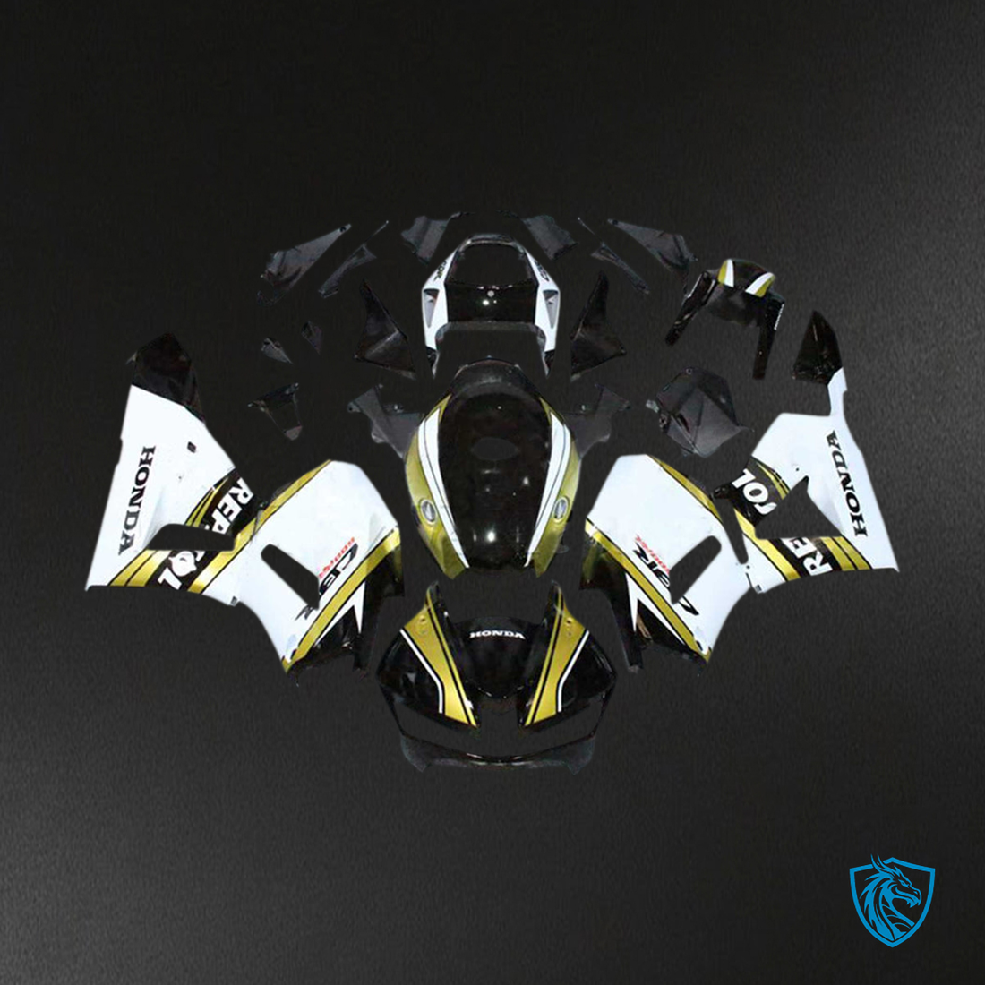 Honda CBR600RR (2013-2023) White, Black & Gold F5 Fairing Kit | ABS Bodywork