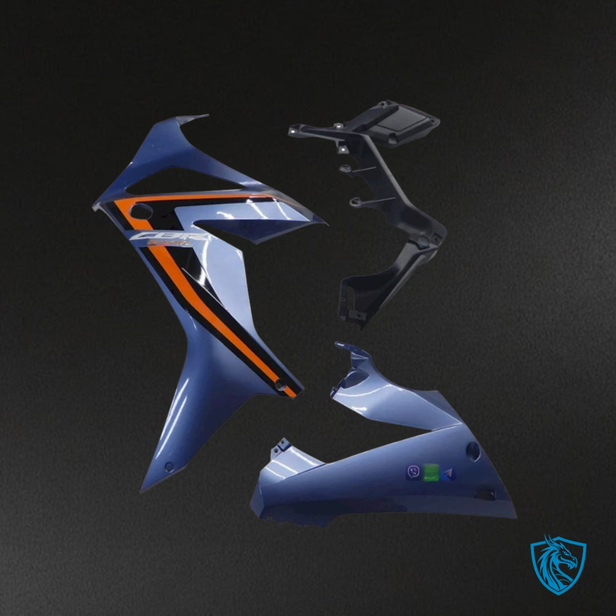 Honda CBR650R (2019-2020) Gloss Blue, Black & Orange - Custom ABS Fairing Kit
