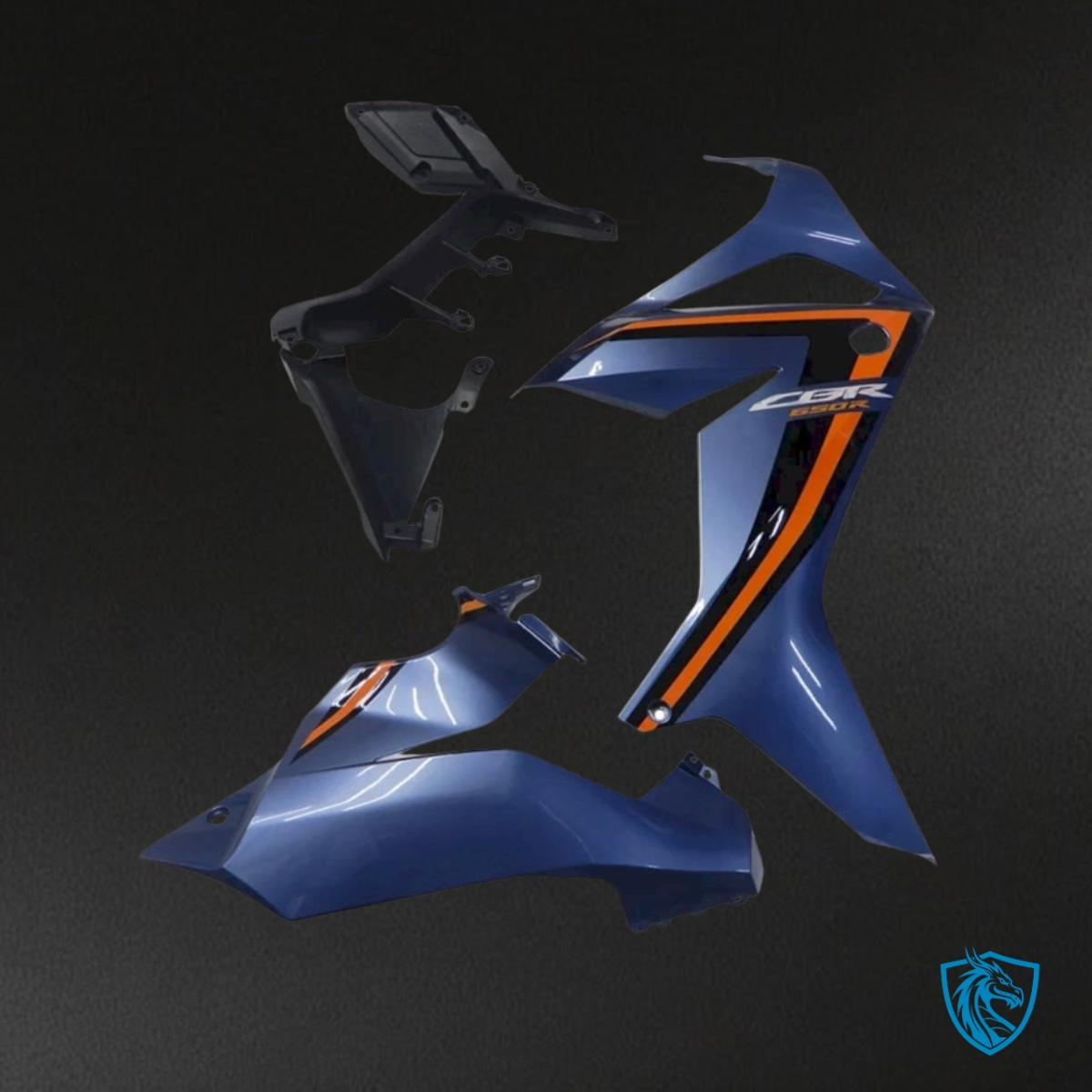 Honda CBR650R (2019-2020) Gloss Blue, Black & Orange - Custom ABS Fairing Kit