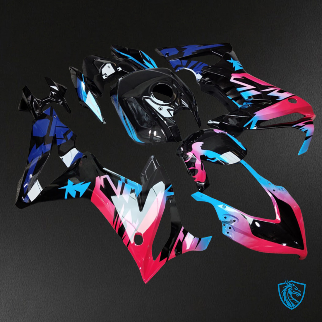 Honda CBR650R (2021-2023) Gloss Black, Pink & Blue - Replacement Motorcycle Fairings Kit