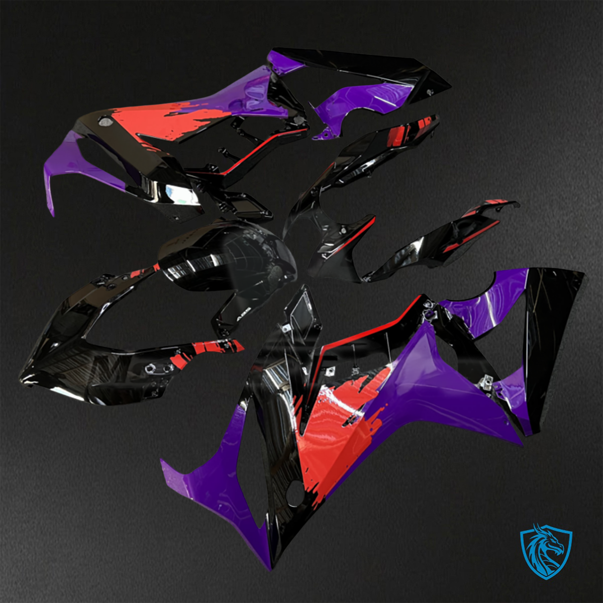 Honda CBR650R (2021-2023) Gloss Black, Purple & Red ABS  ABS Bodywork - Fairings Kit