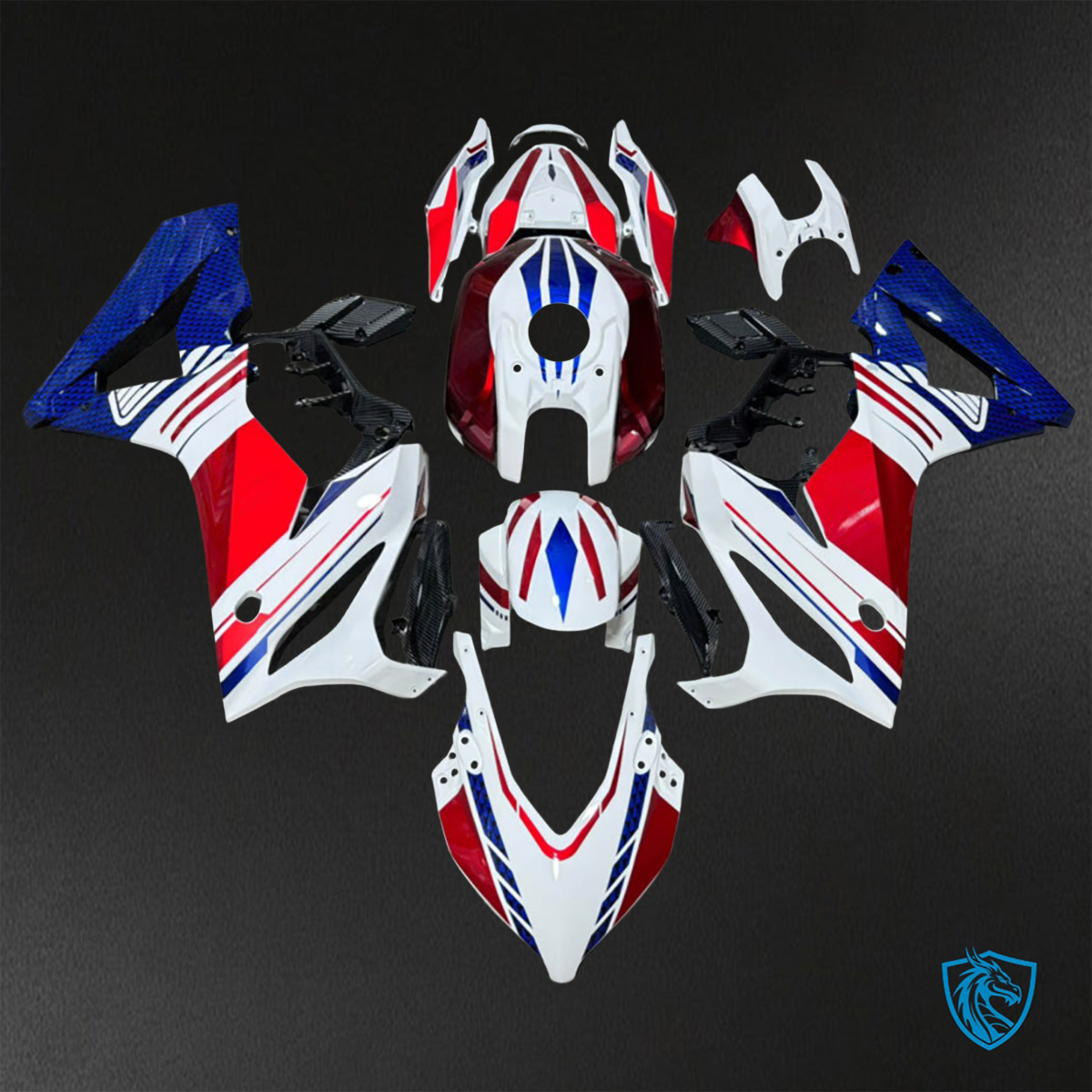 Honda CBR650R (2021-2023) Gloss White, Red & Blue - Aftermarket ABS Bodywork