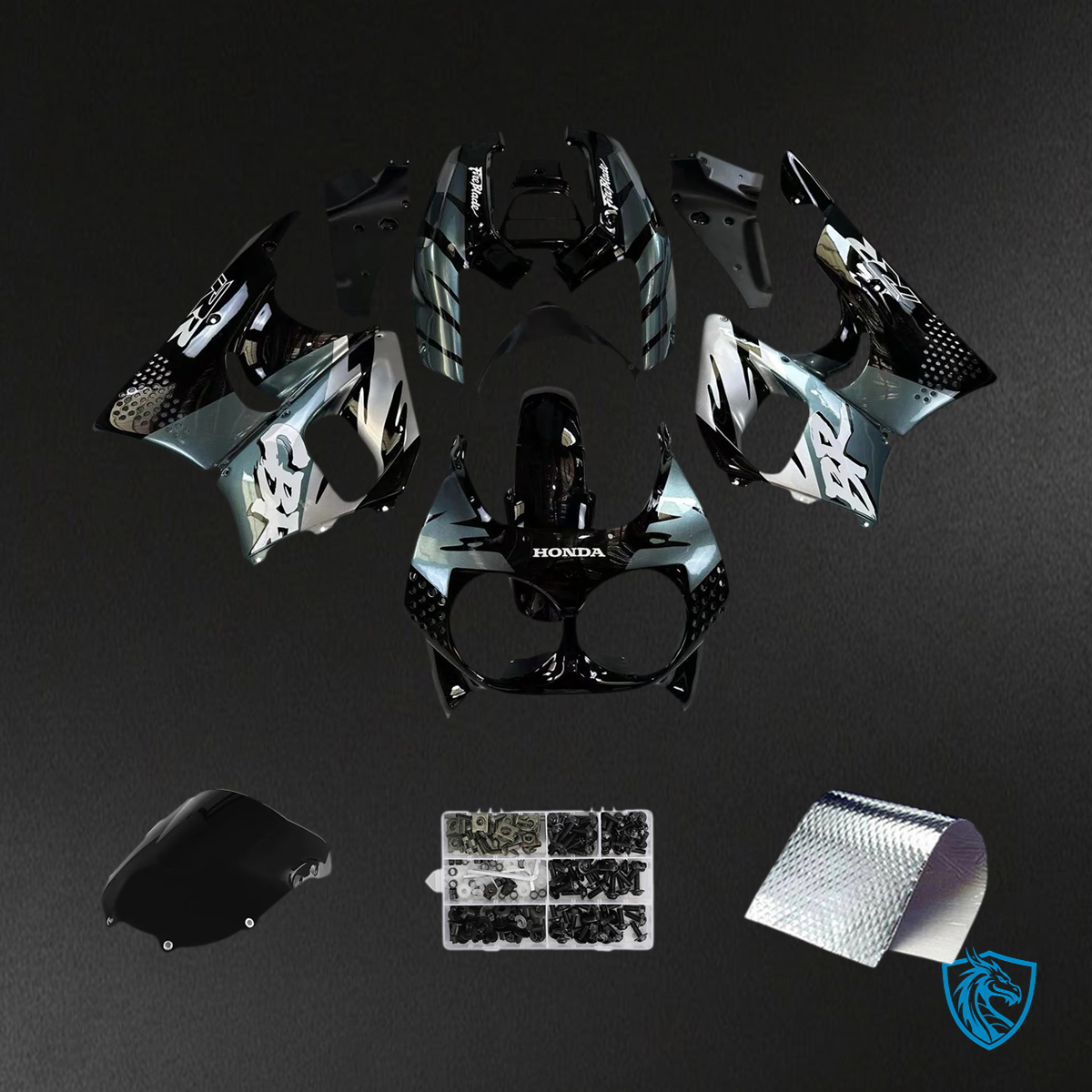 Honda CBR900RR 893 (1992-1993) Black & Gray - Fairing Kit