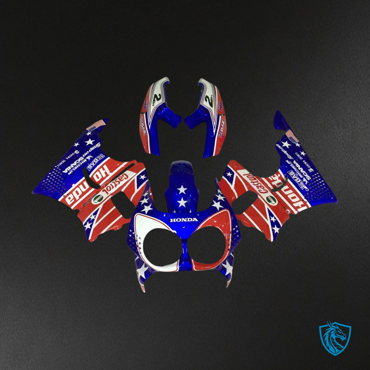 Honda CBR900RR 893 (1992-1993) Blue & Red Castrol - Fairing Kit