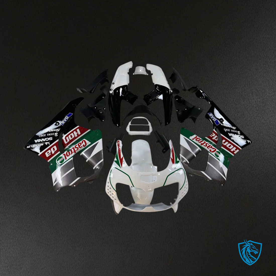 Honda CBR900RR 893 (1996-1997) Black & Green Castrol - Fairing Kit