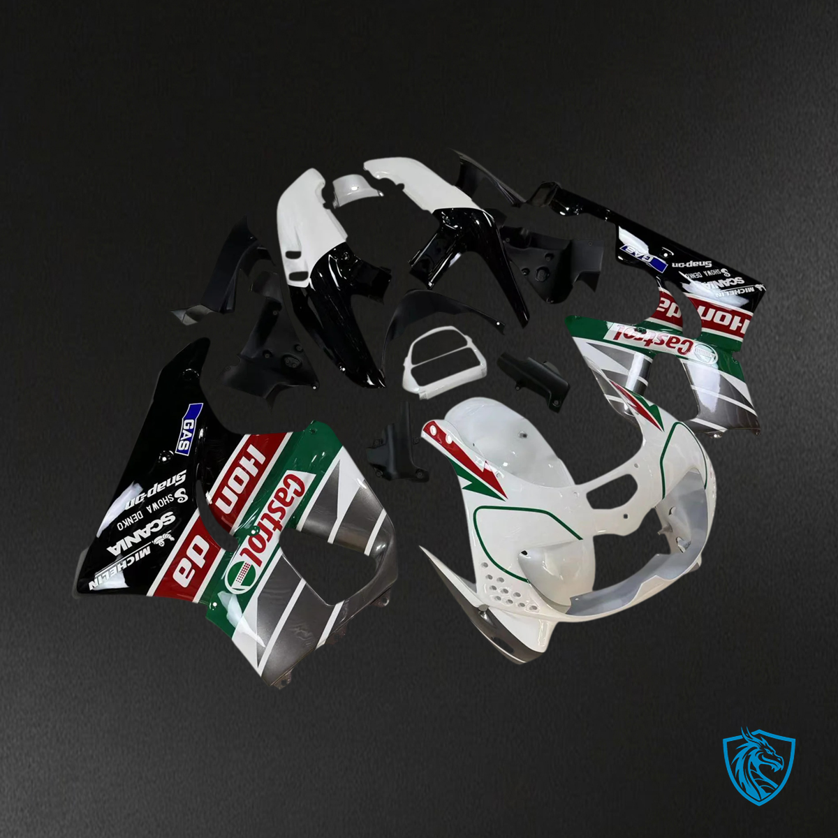 Honda CBR900RR 893 (1996-1997) Black & Green Castrol - Fairing Kit