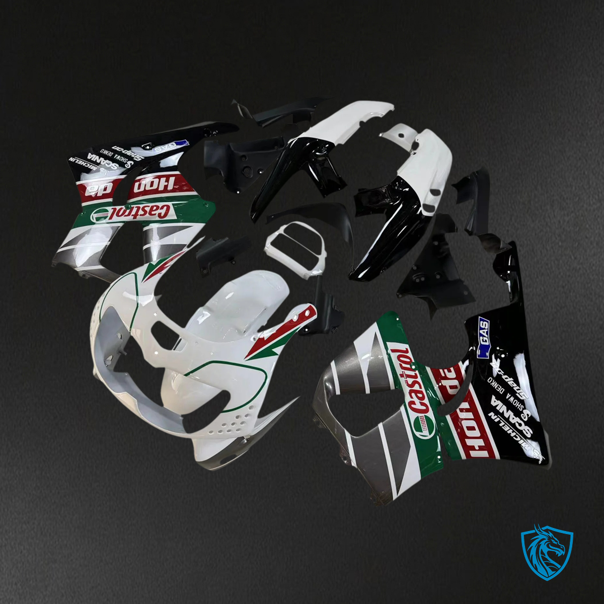 Honda CBR900RR 893 (1996-1997) Black & Green Castrol - Fairing Kit