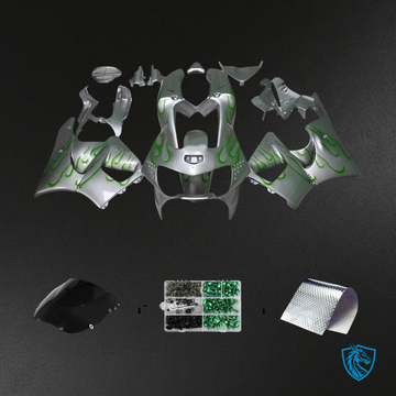 Honda CBR900RR 919 (1998-1999) Gray & Green Flame - Fairing Kit