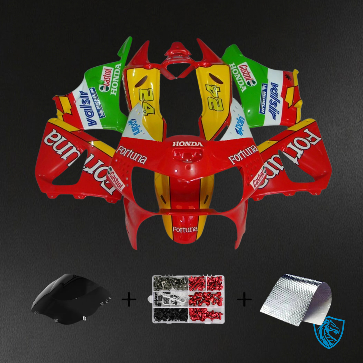 Honda CBR900RR 919 (1998-1999) Red Yellow Green & White - Fairing Kit