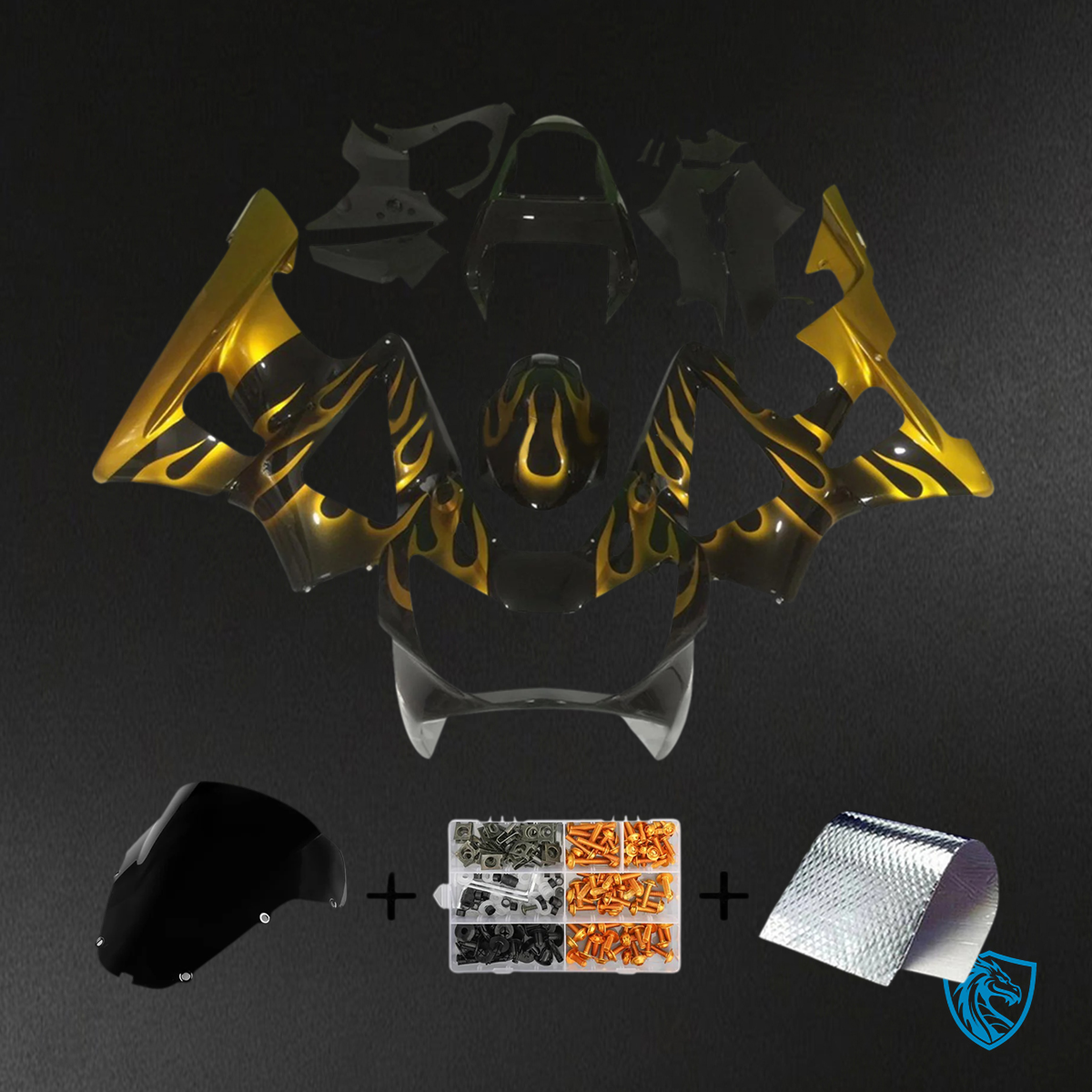 Honda CBR929RR (2000-2001) Black & Gold - Fairing Kit
