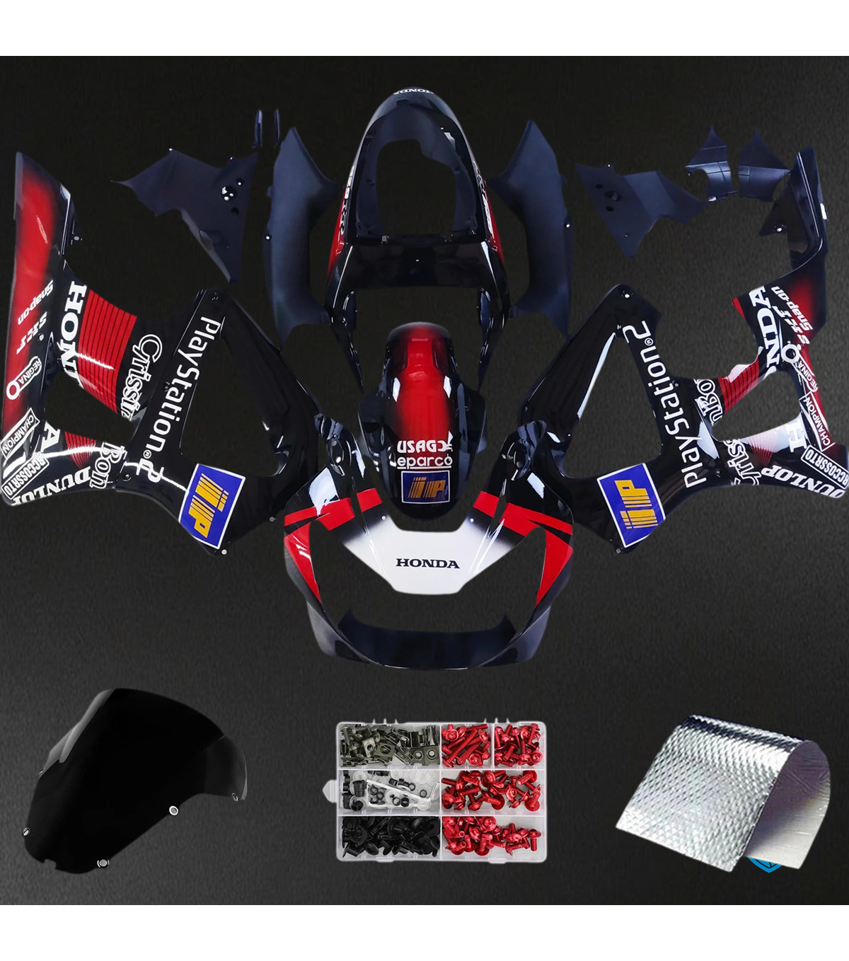 Honda CBR929RR (2000-2001) Black & Red - Fairing Kit