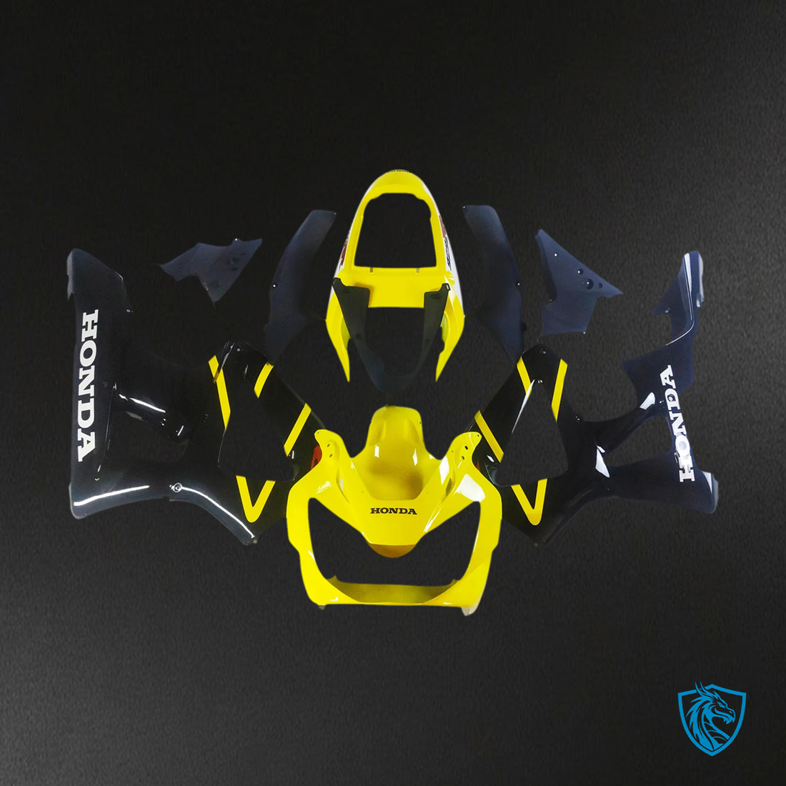 Honda CBR929RR (2000-2001) Black Yellow & Logo - Fairing Kit