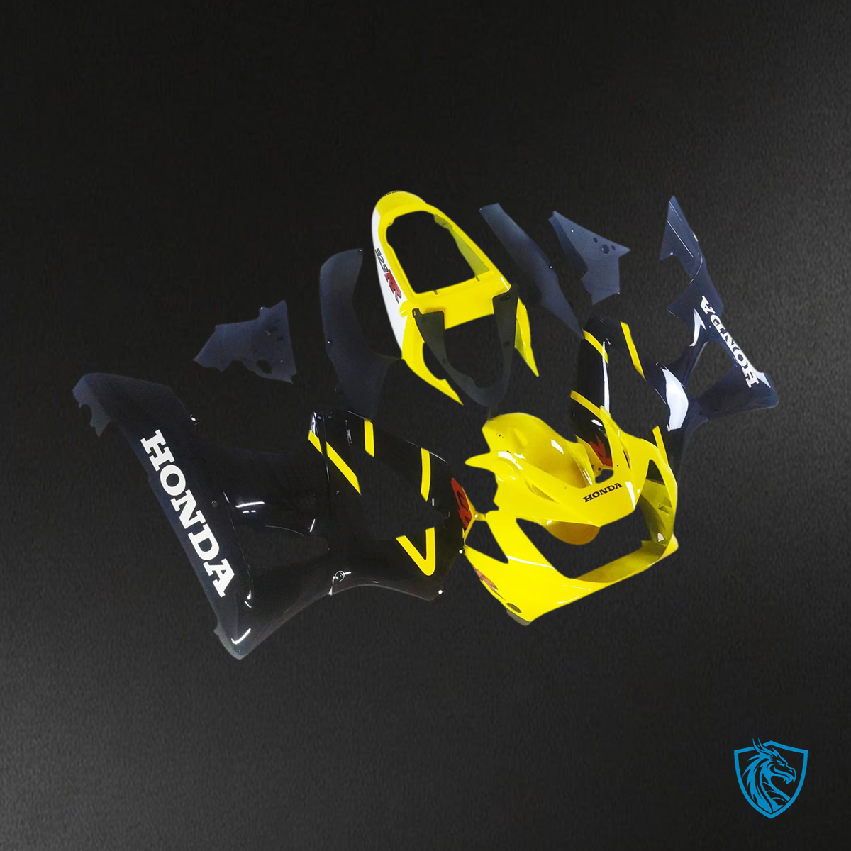 Honda CBR929RR (2000-2001) Black Yellow & Logo - Fairing Kit
