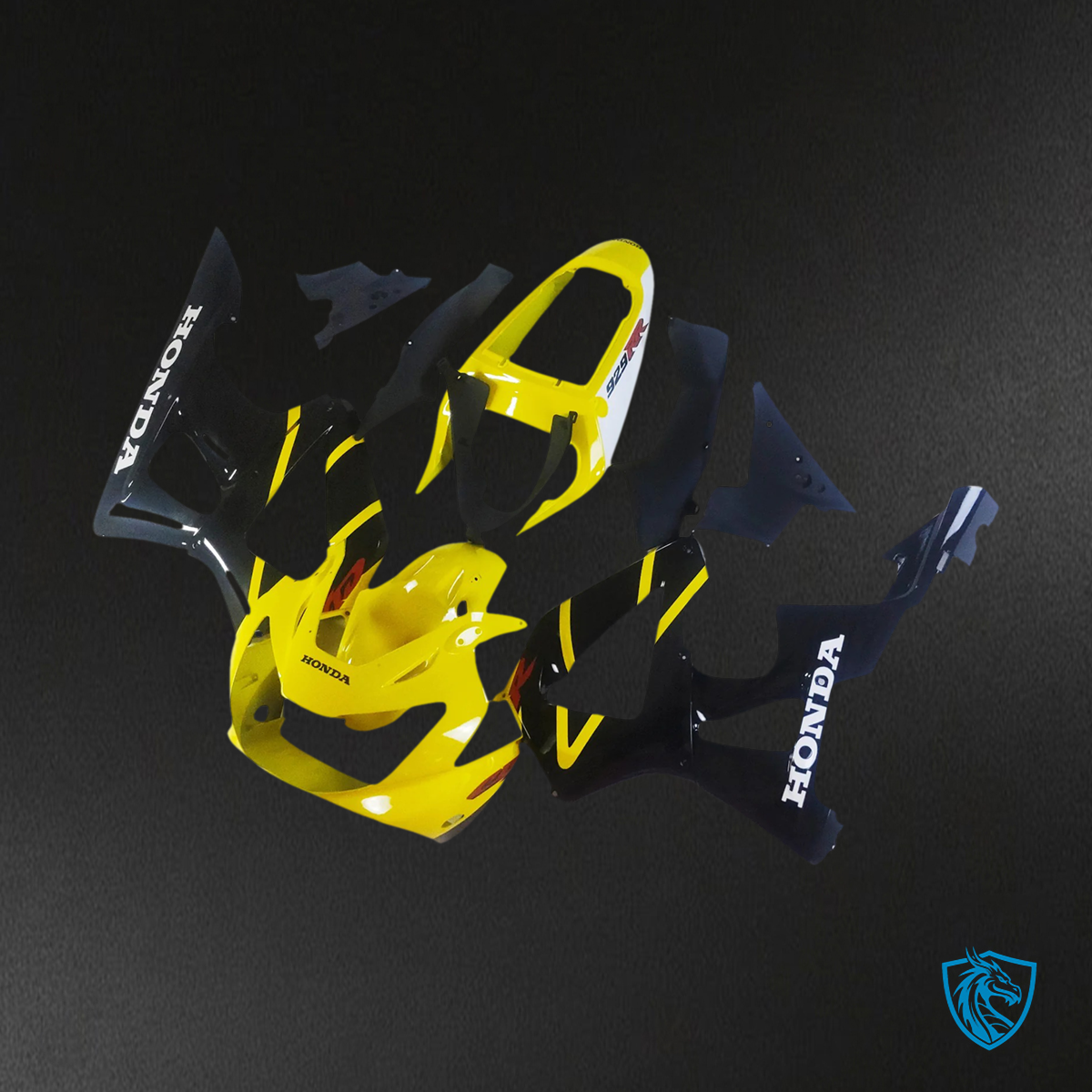 Honda CBR929RR (2000-2001) Black Yellow & Logo - Fairing Kit