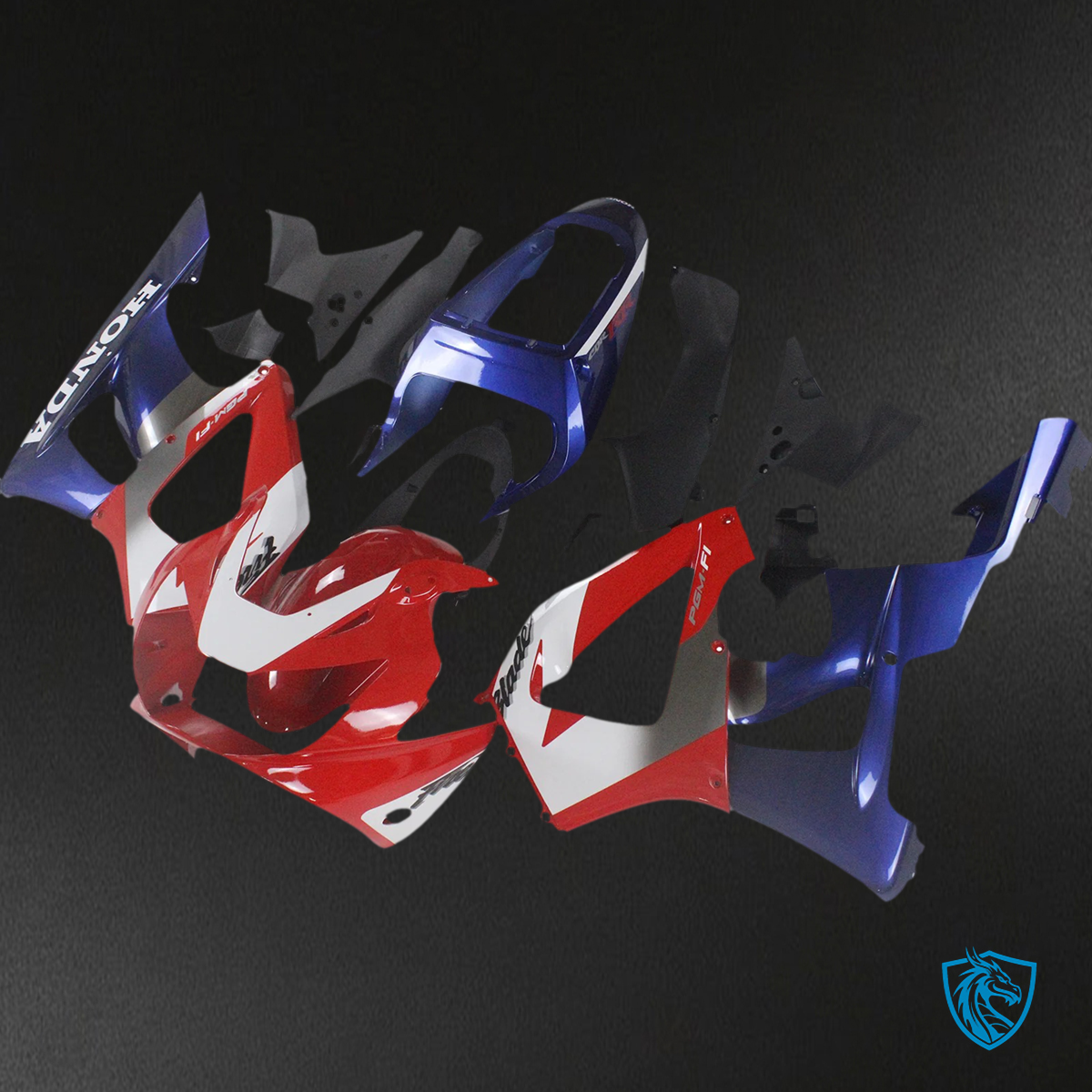 Honda CBR929RR (2000-2001) Blue & Red Style1 - Fairing Kit