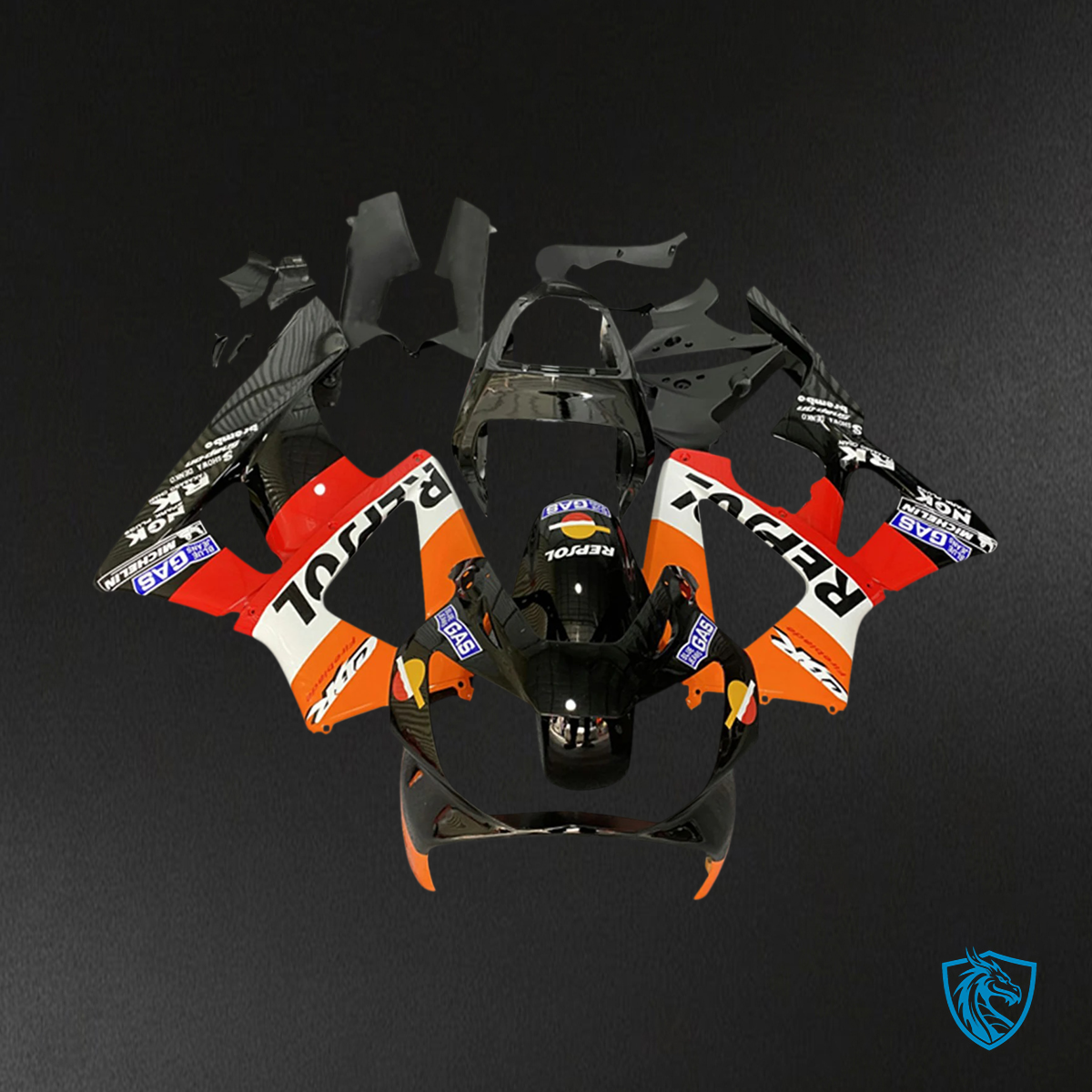 Honda CBR929RR (2000-2001) Red & Orange Repjol - Fairing Kit