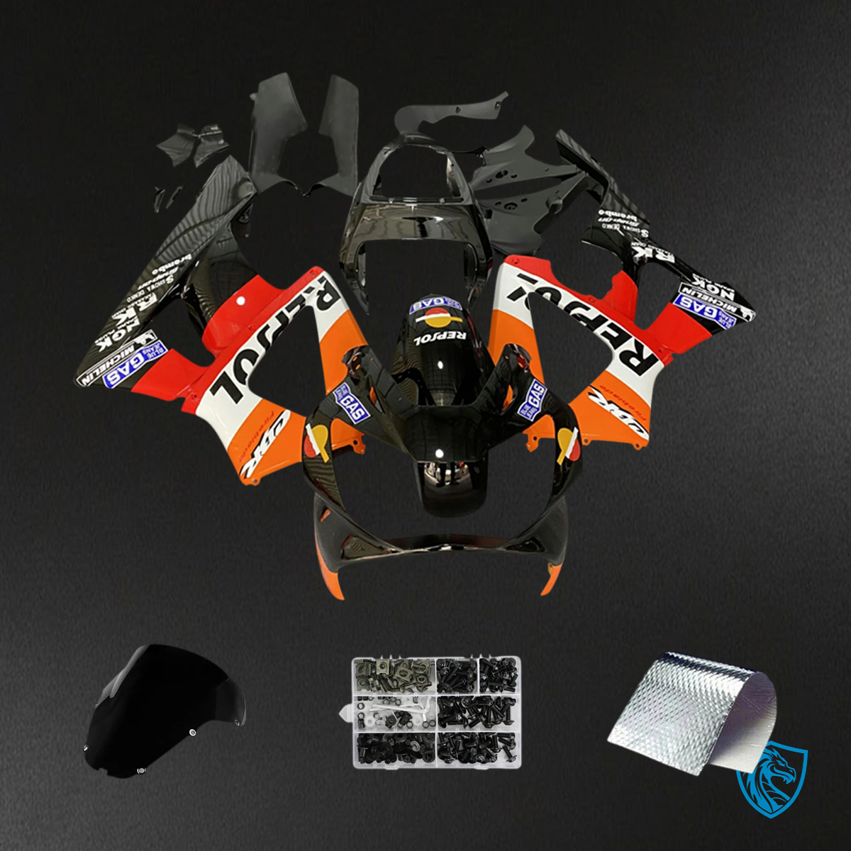 Honda CBR929RR (2000-2001) Red & Orange Repjol - Fairing Kit