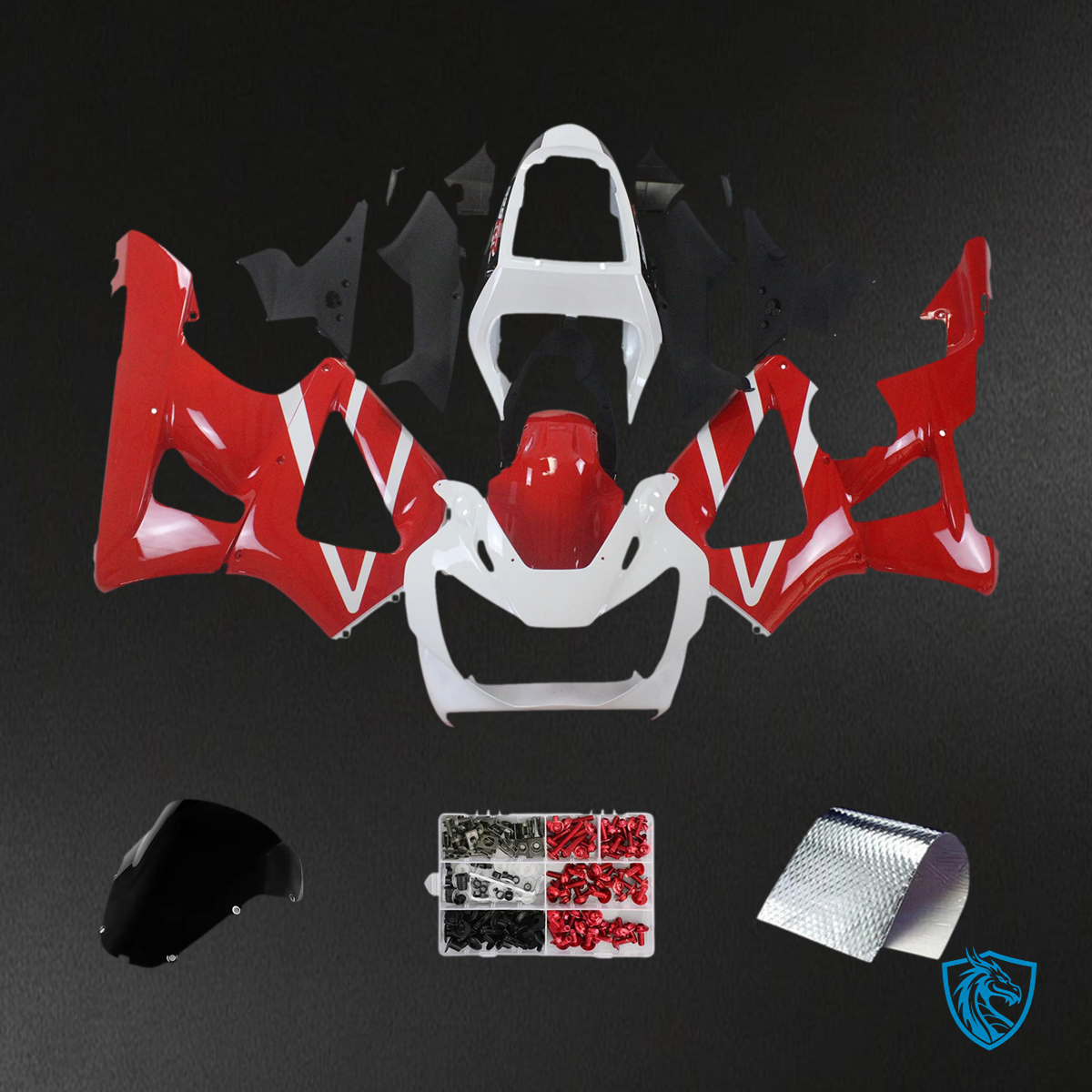 Honda CBR929RR (2000-2001) Red & White - Fairing Kit