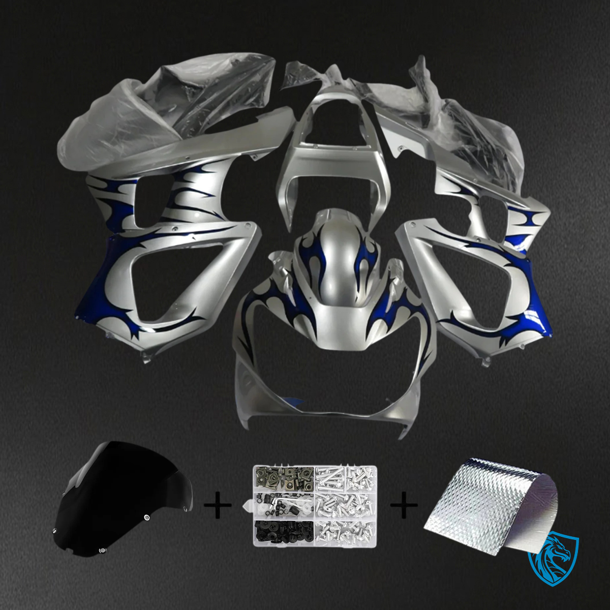 Honda CBR929RR (2000-2001) Silver & Blue - Fairing Kit