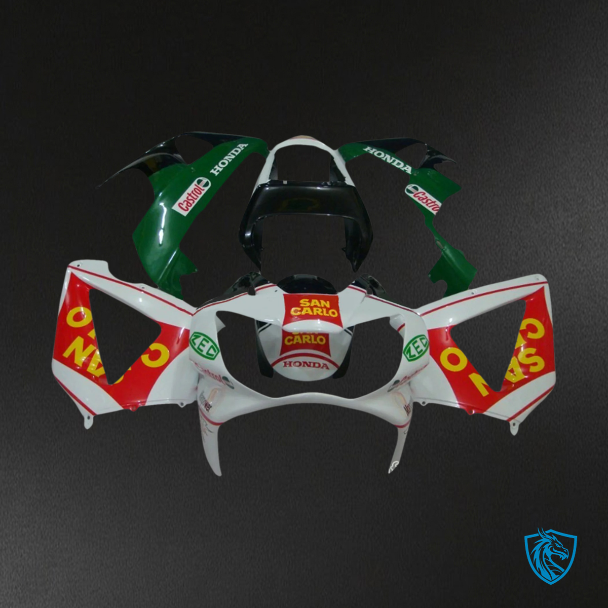 Honda CBR929RR (2000-2001) Red Green White & Black - Fairing Kit