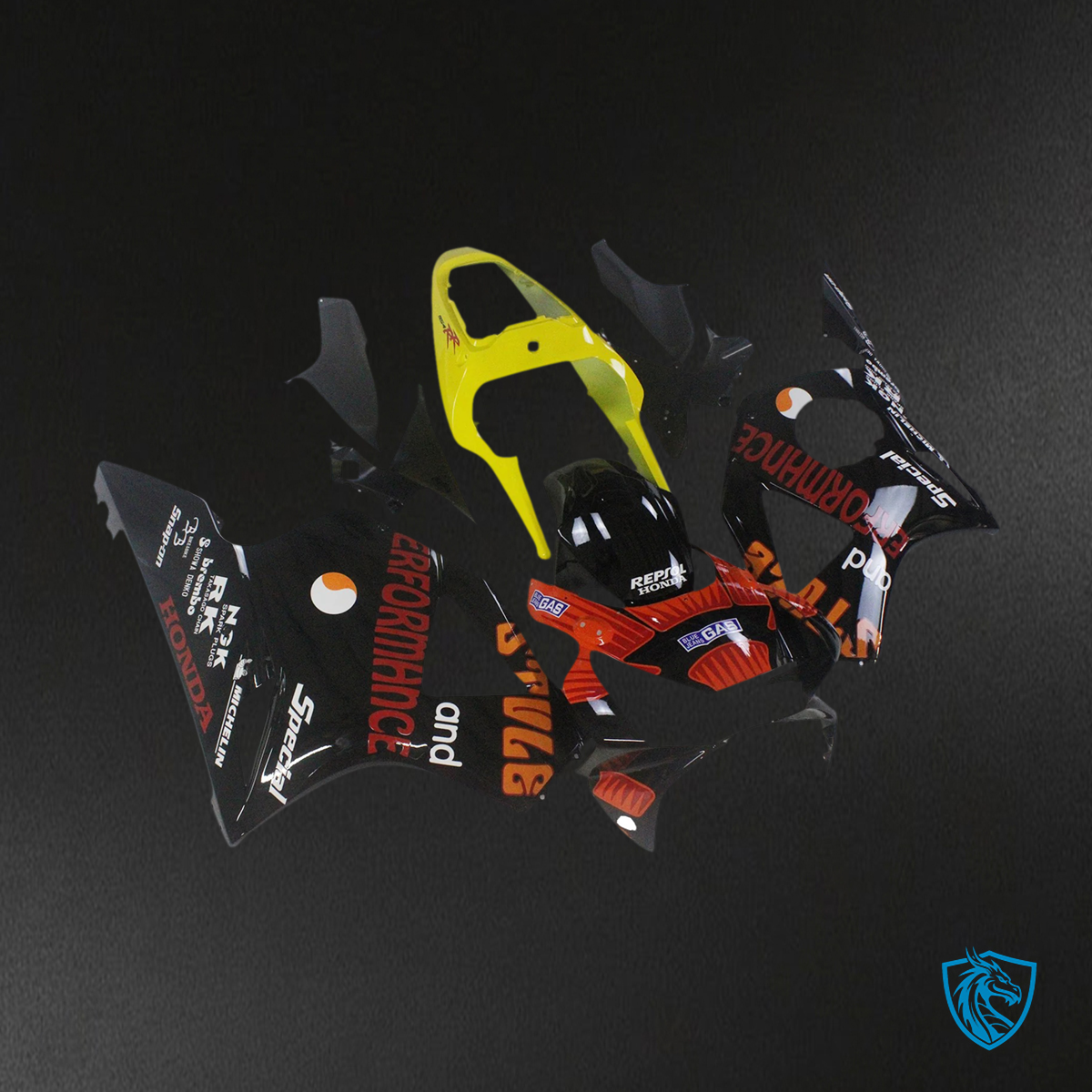 Honda CBR954 (2002-2003) Black Yellow - Fairing Kit