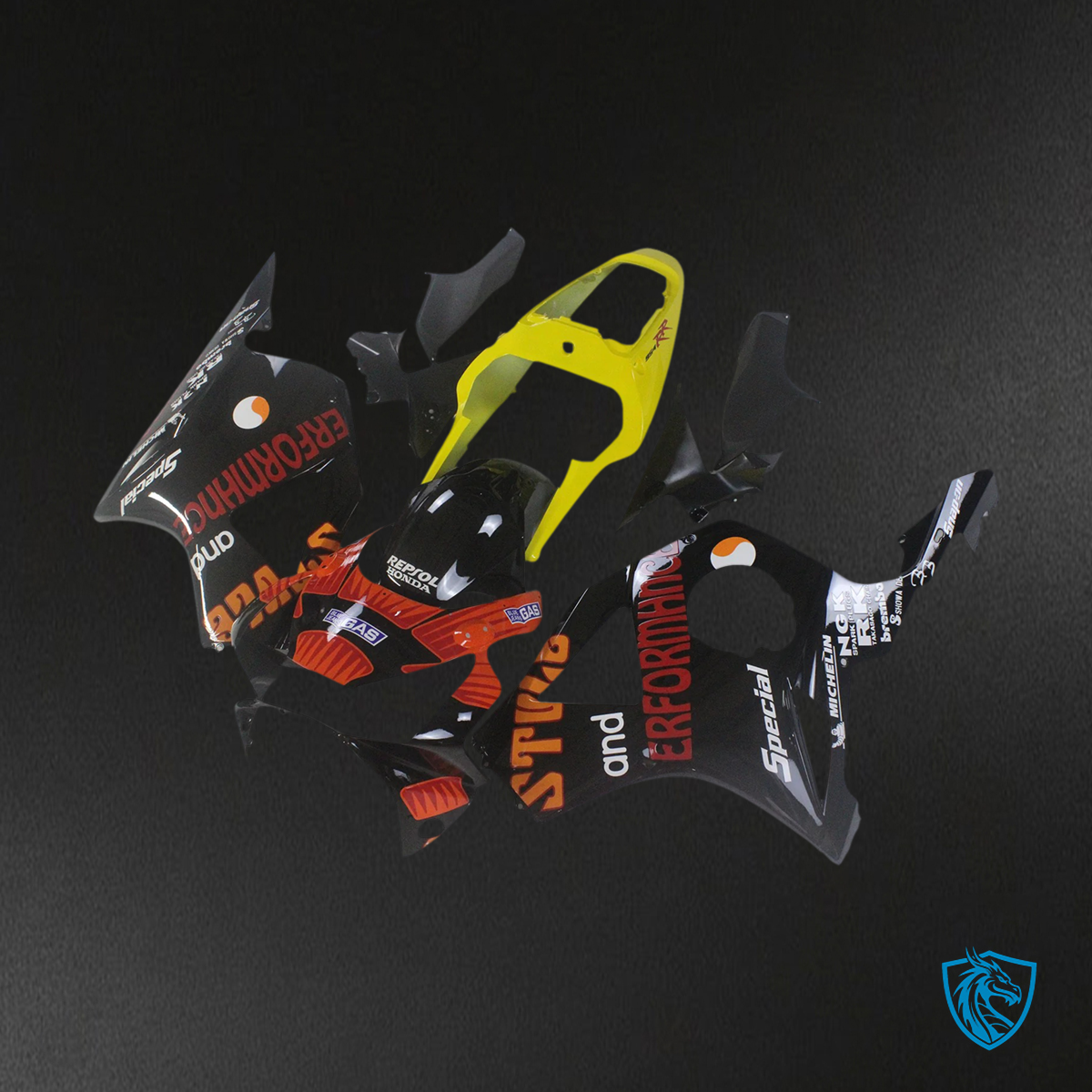 Honda CBR954 (2002-2003) Black Yellow - Fairing Kit