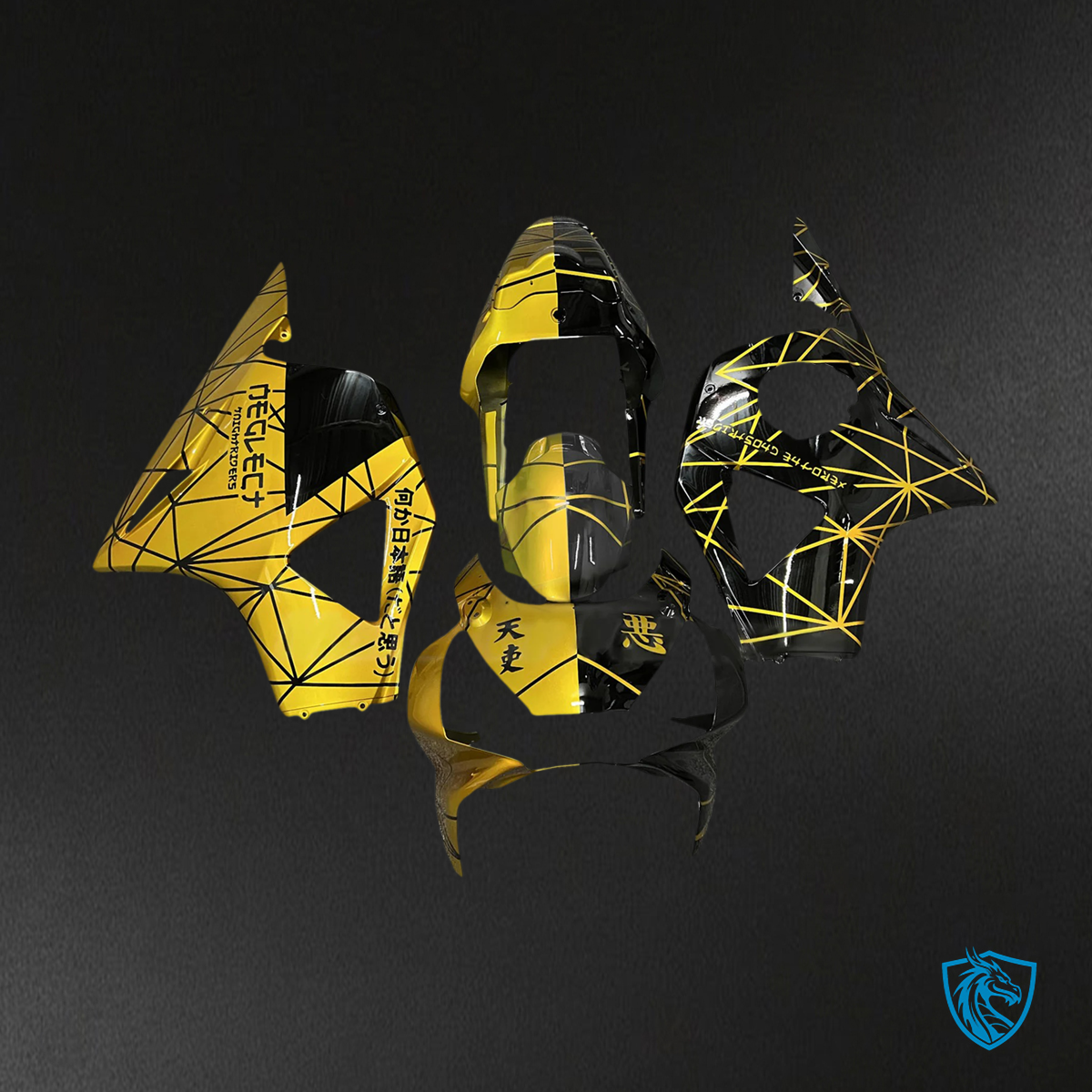 Honda CBR954 (2002-2003) Black & Yellow - Fairing Kit