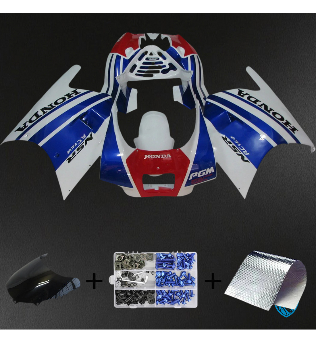 Honda NSR250R 1988 Blue & Red ABS Fairing Kit, main view
