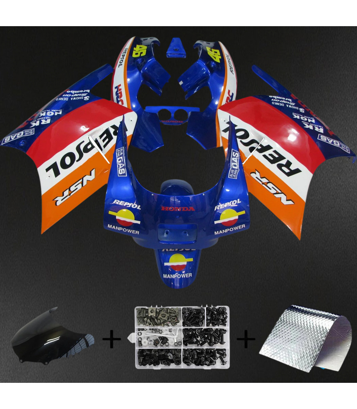 Honda NSR250R (1988) Orange & Red Repjol - Fairing Kit