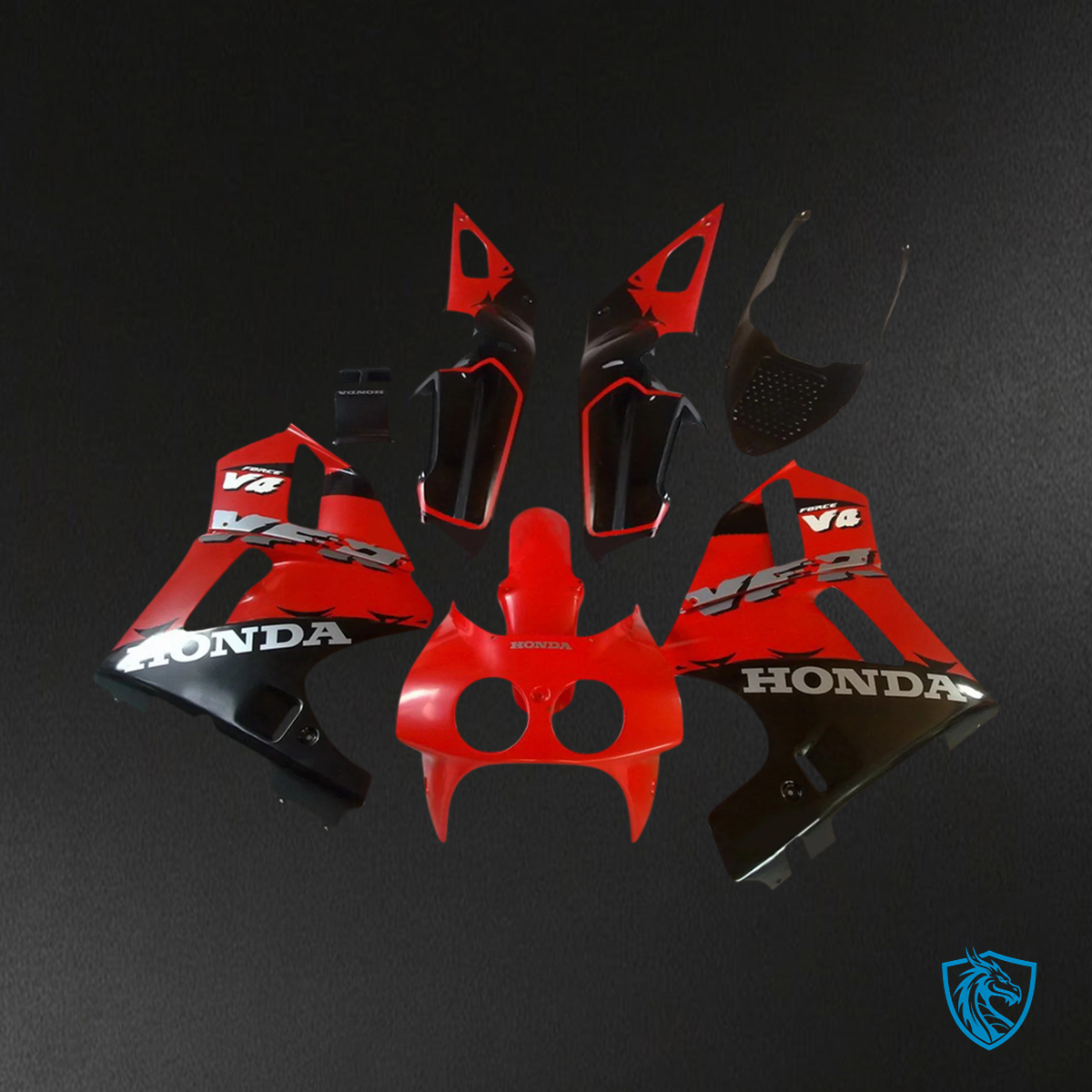 Honda VFR400R NC30 (1988-1992) Red & Black ABS Fairing Kit - Side View
