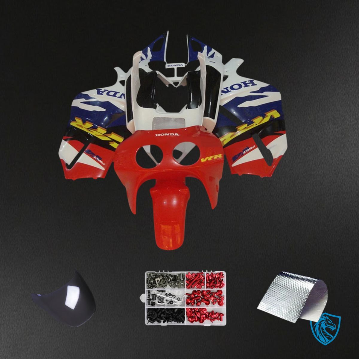 Honda VFR400R NC30 (1988-1992) Red & Blue ABS Fairing Kit - Front View