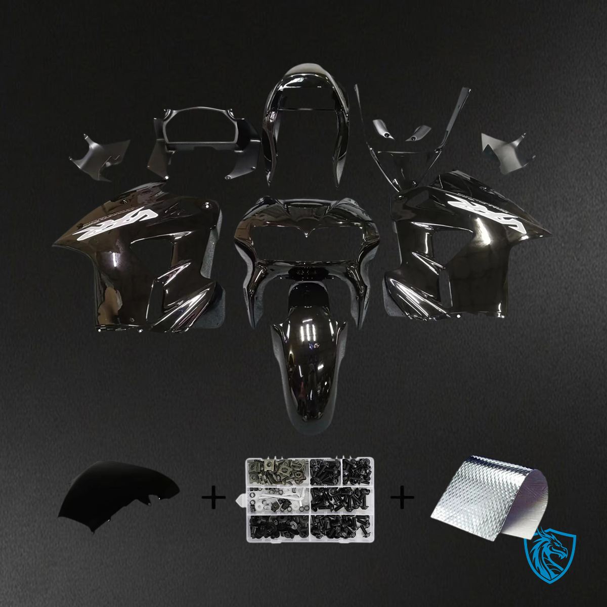 Honda VFR800 (1998-2001) Black ABS Fairing Kit - Front View