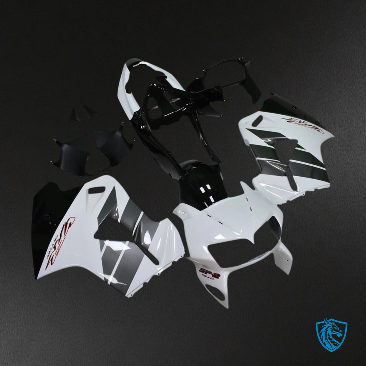 Honda VFR800 (1998-2001) White & Black ABS Fairing Kit - Side View Right