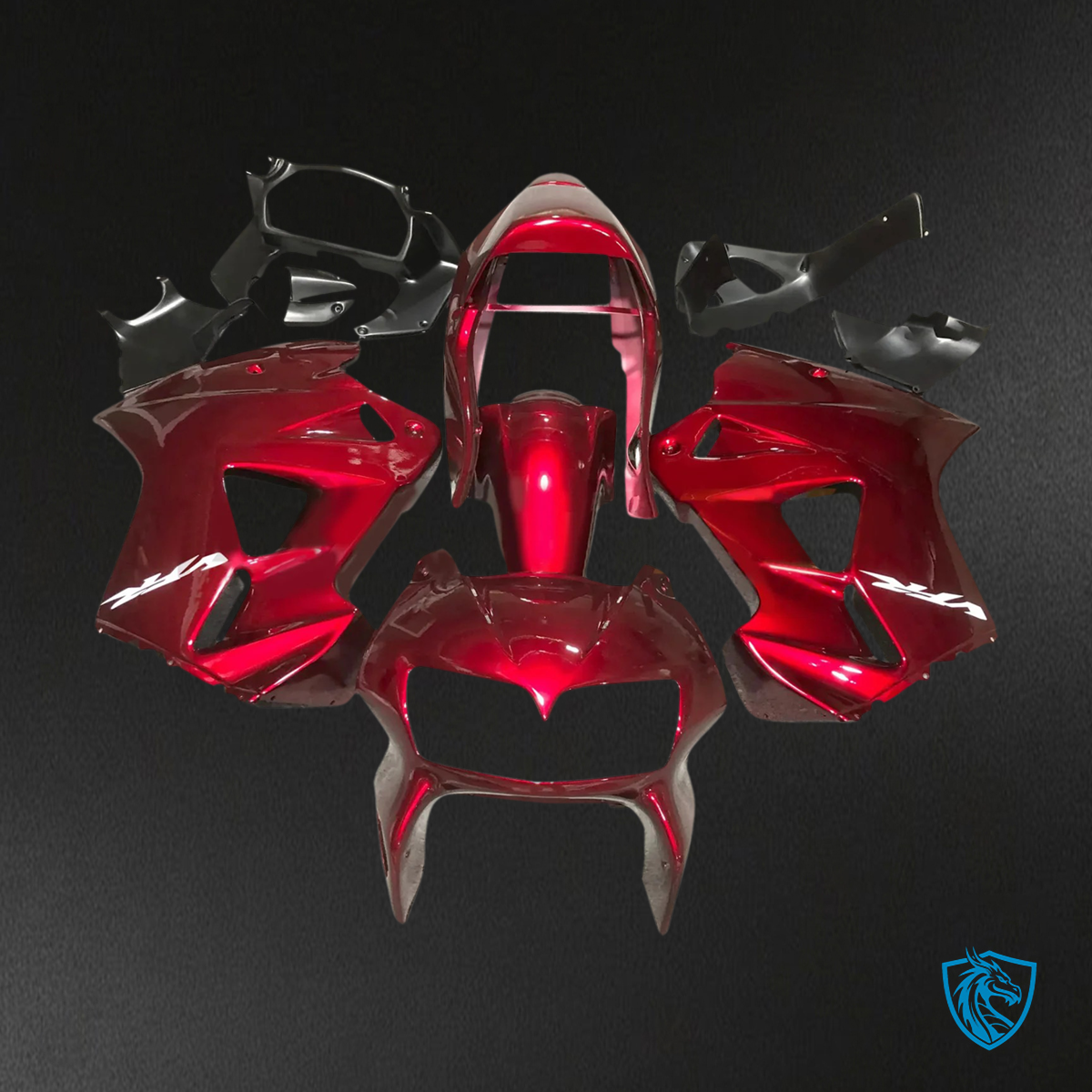 Honda VFR800 (1998-2001) Red & Black ABS Fairing Kit - Side View Left