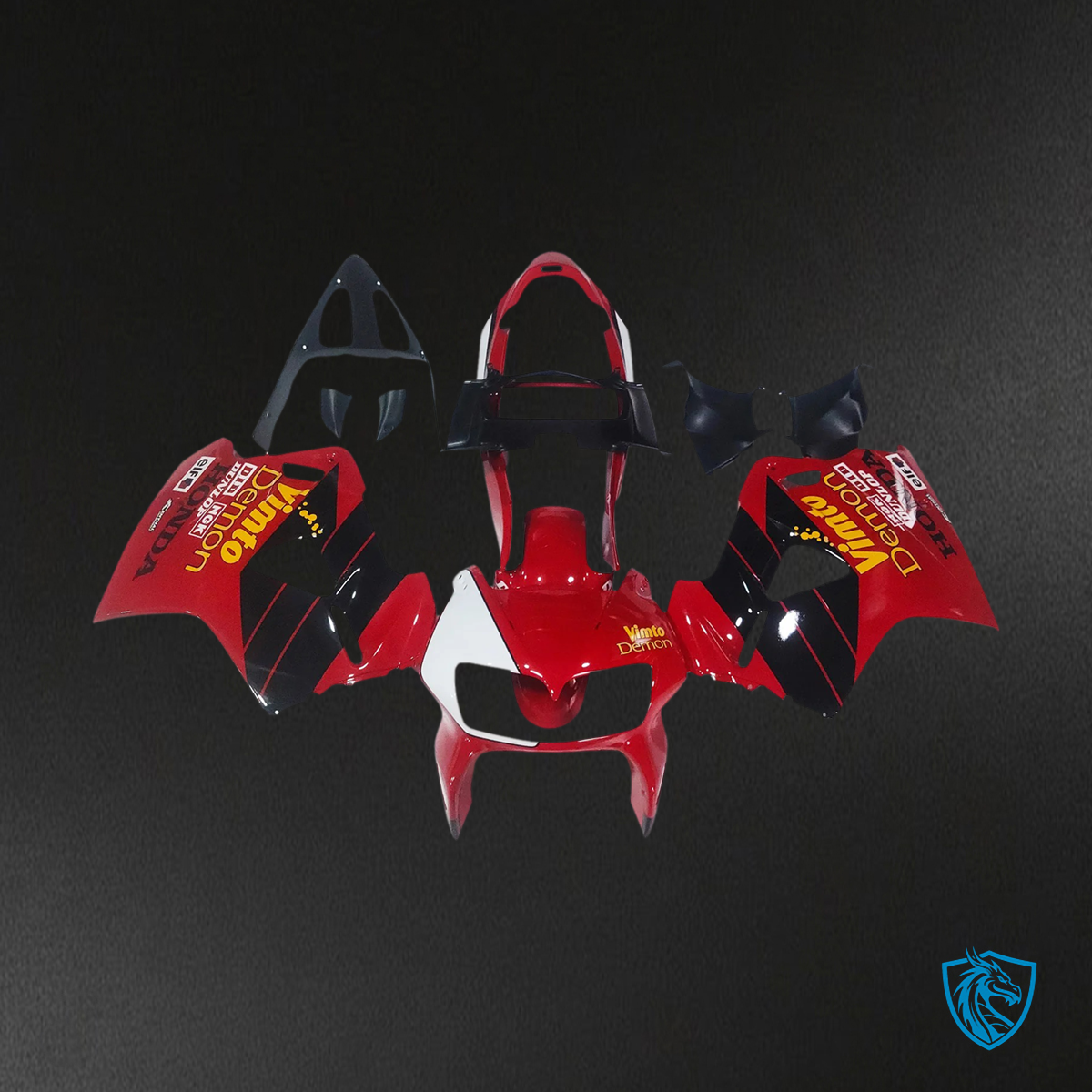 Honda VFR800 (1998-2001) Red & Black ABS Fairing Kit - Side View