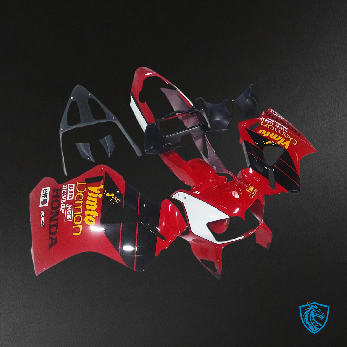 Honda VFR800 (1998-2001) Red & Black ABS Fairing Kit - Rear View