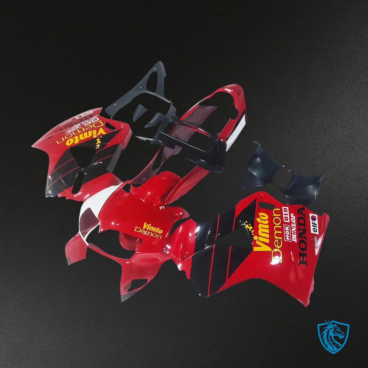 Honda VFR800 (1998-2001) Red & Black ABS Fairing Kit - Tail Section