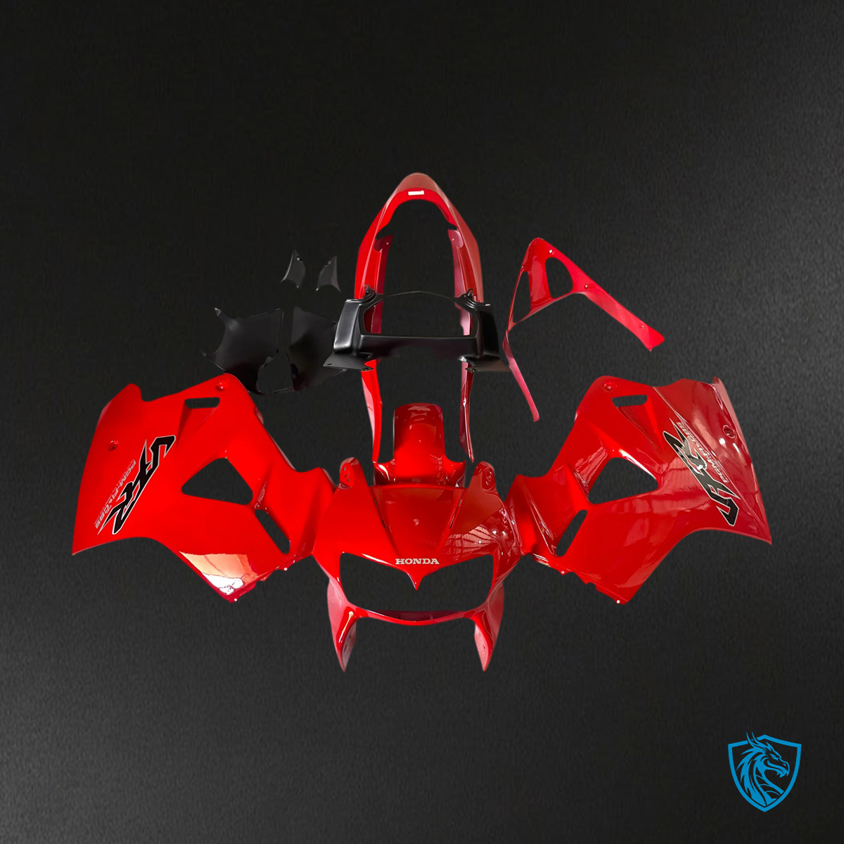 Honda VFR800 (1998-2001) Red ABS Fairing Kit - Side View