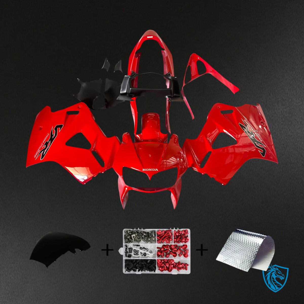 Honda VFR800 (1998-2001) Red ABS Fairing Kit - Front View