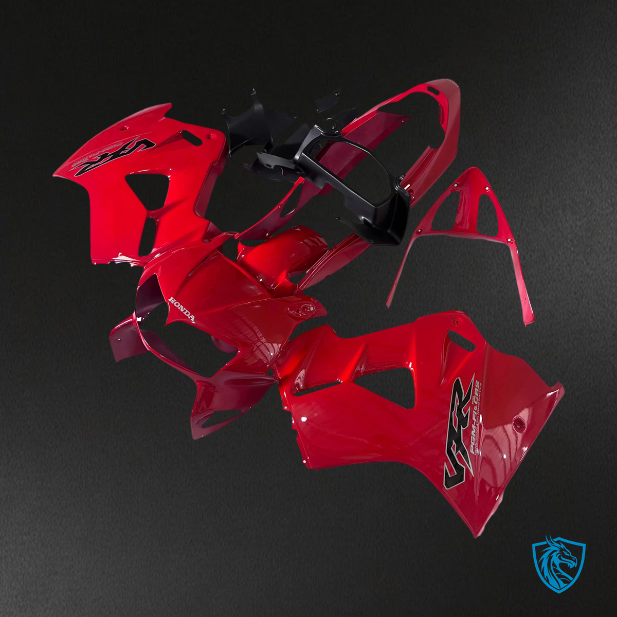 Honda VFR800 (1998-2001) Red ABS Fairing Kit - Rear View